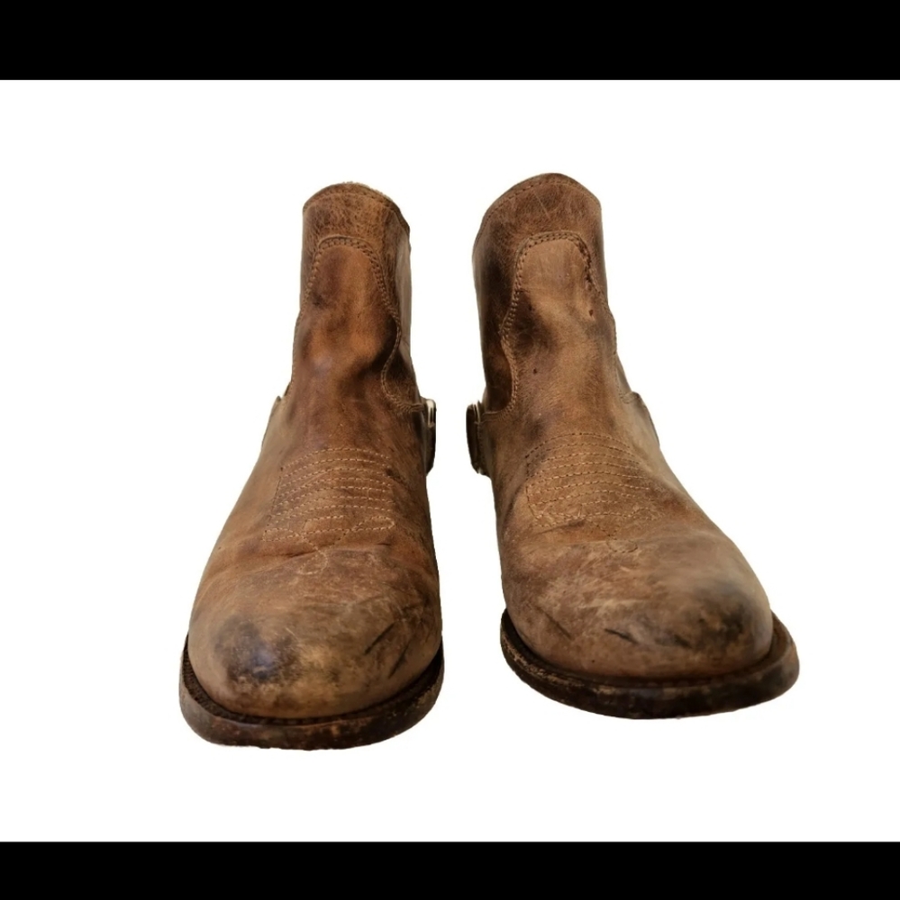 Freebird Cali Brown/Tan Leather Bootie Distressed Ankle Boot Zip Harness 8 M - Picture 12 of 15